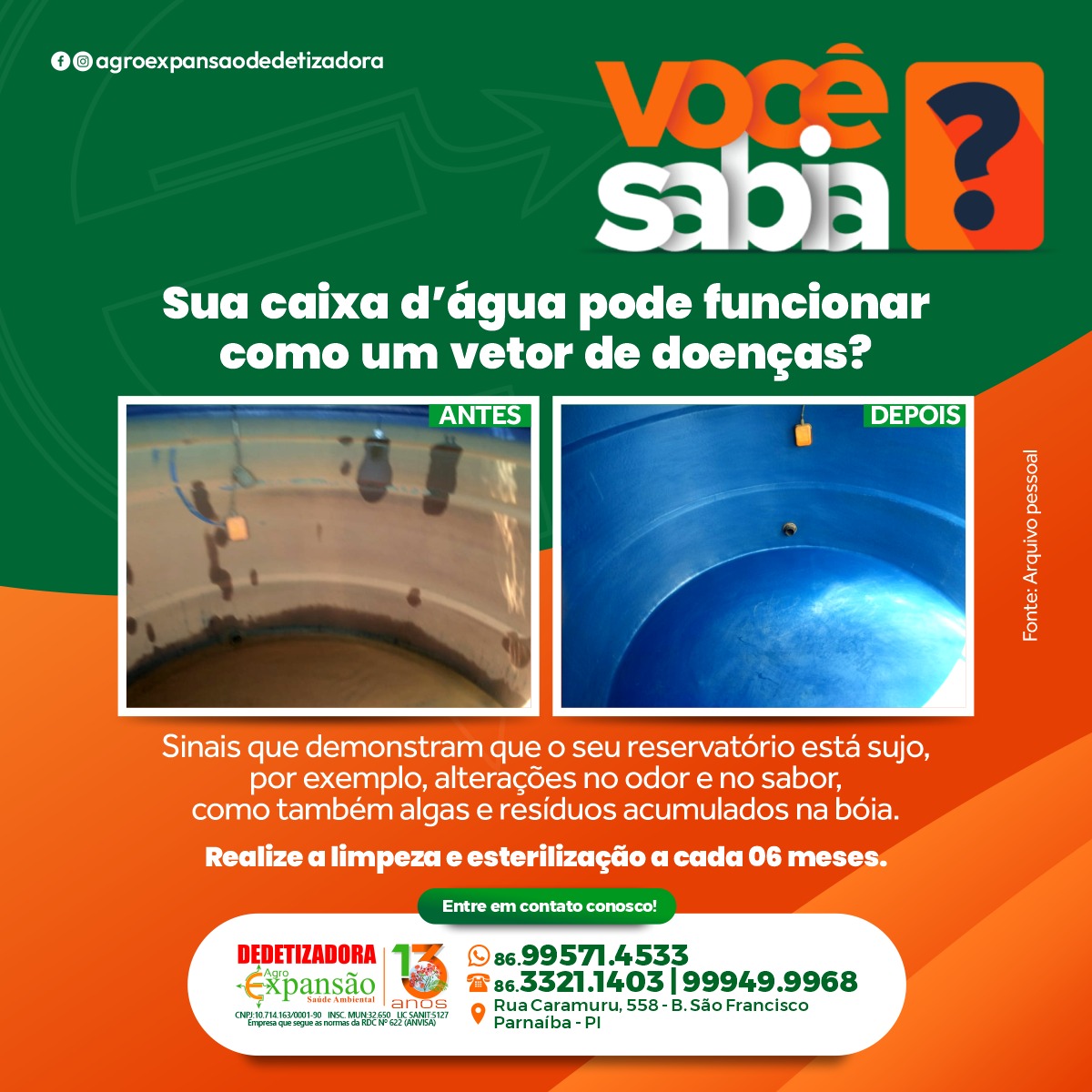 Limpeza e Esterilização de Caixas d'água